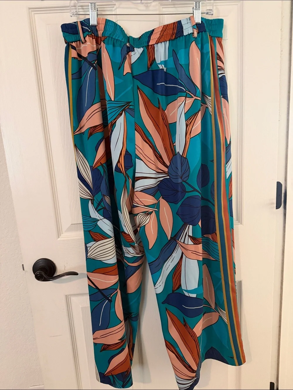 Nine West Teal Floral Wide-Leg Pants